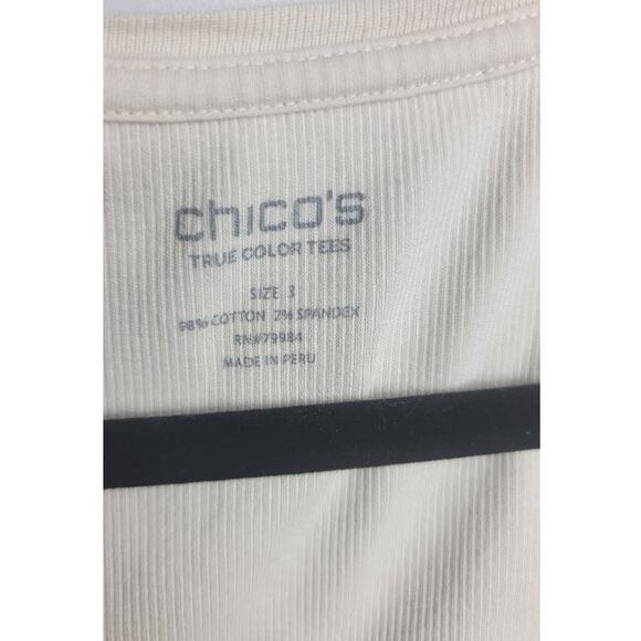 Chico's Tank Top Sz XL Beige Ribbed Pattern Stretch - Picture 2 of 9